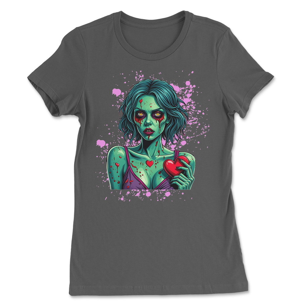 Zombie Girl Valentine Splatter Womens T-Shirt