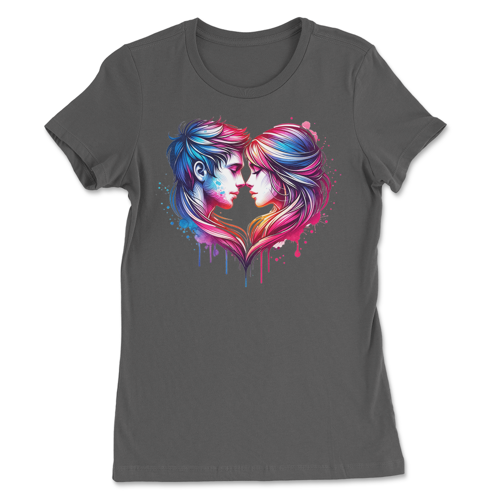 Valentines Couple Heart Shape Womens T-Shirt