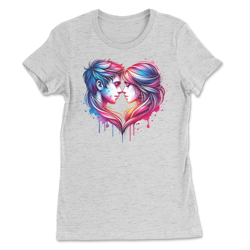 Valentines Couple Heart Shape Womens T-Shirt