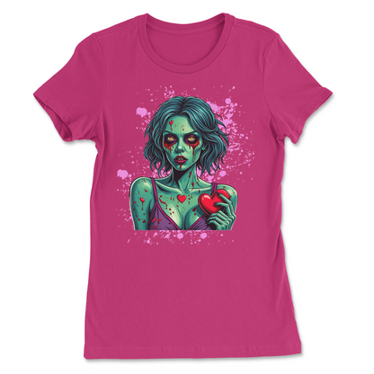 Zombie Girl Valentine Splatter Womens T-Shirt