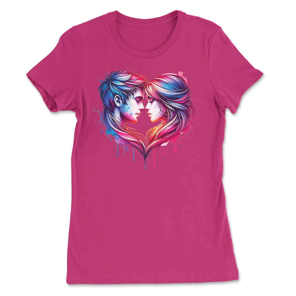 Valentines Couple Heart Shape Womens T-Shirt