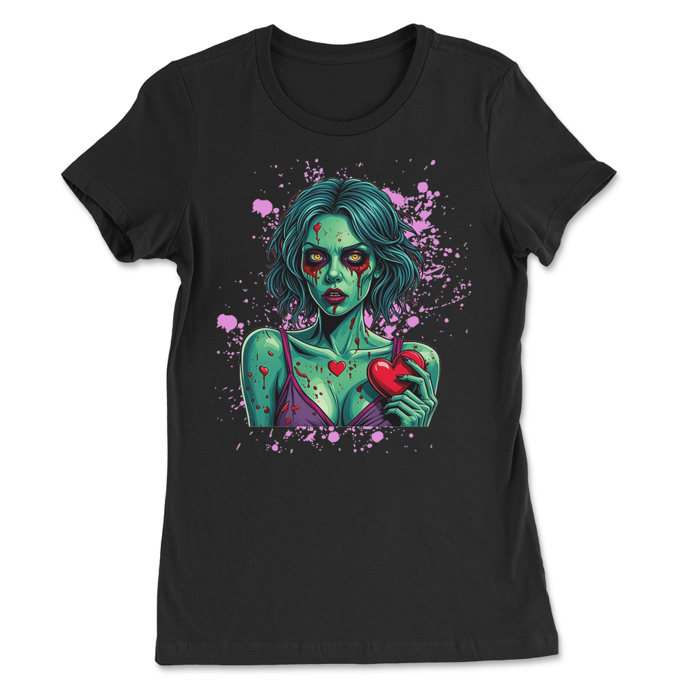 Zombie Girl Valentine Splatter Womens T-Shirt