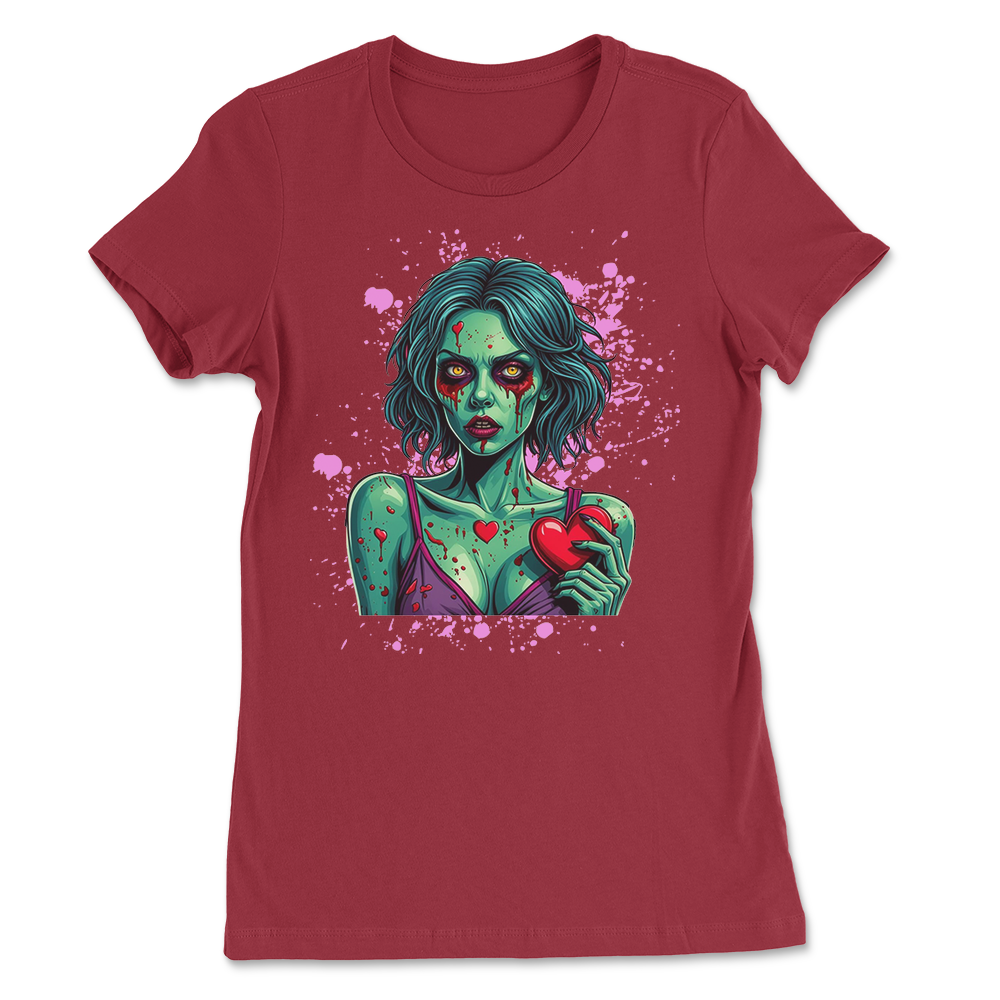 Zombie Girl Valentine Splatter Womens T-Shirt