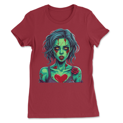 Zombie Girl with Heart Tattoo Womens T-Shirt