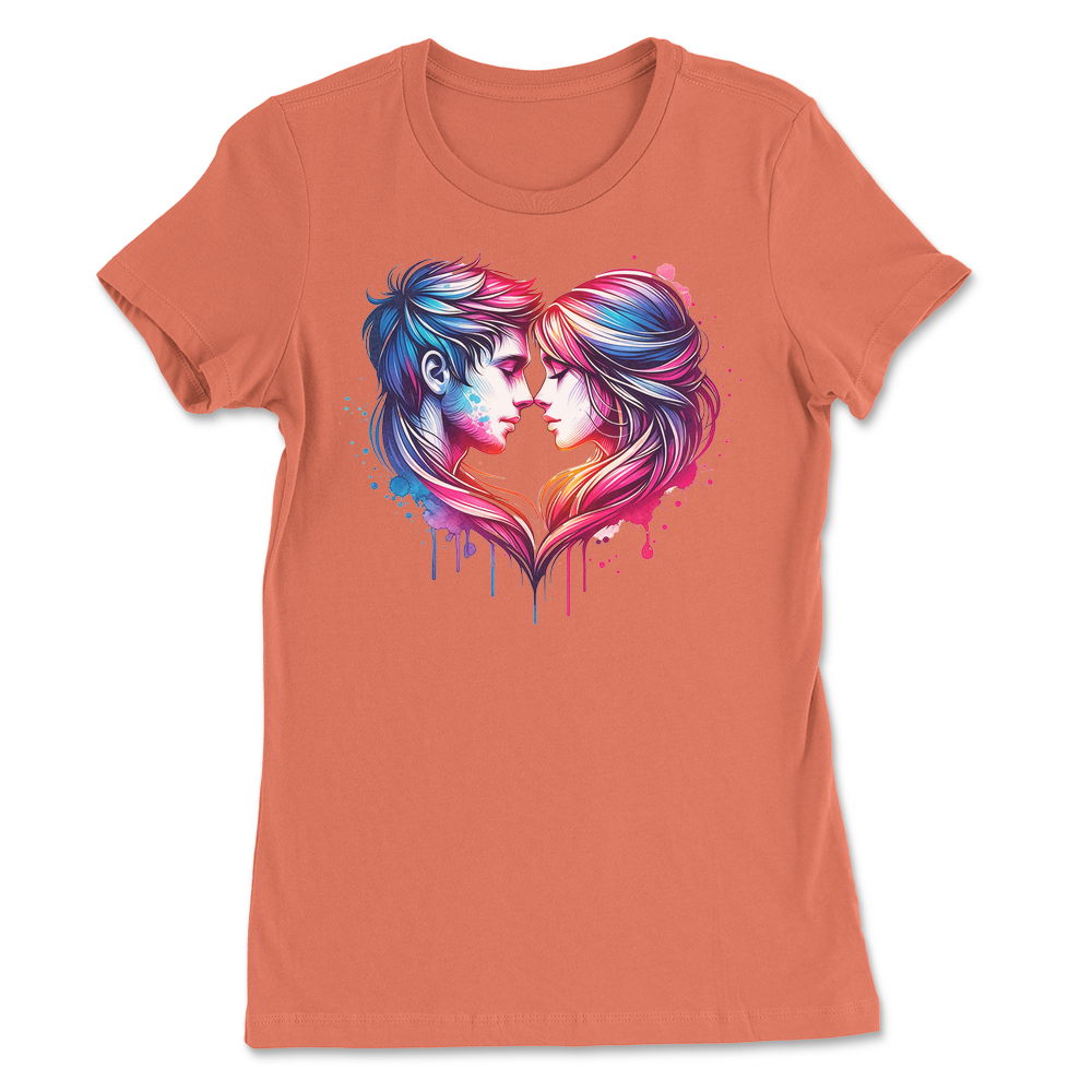 Valentines Couple Heart Shape Womens T-Shirt