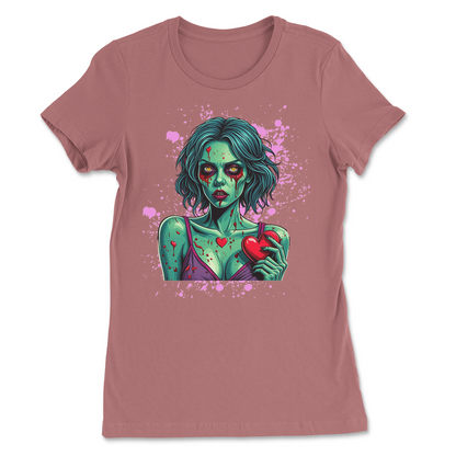 Zombie Girl Valentine Splatter Womens T-Shirt