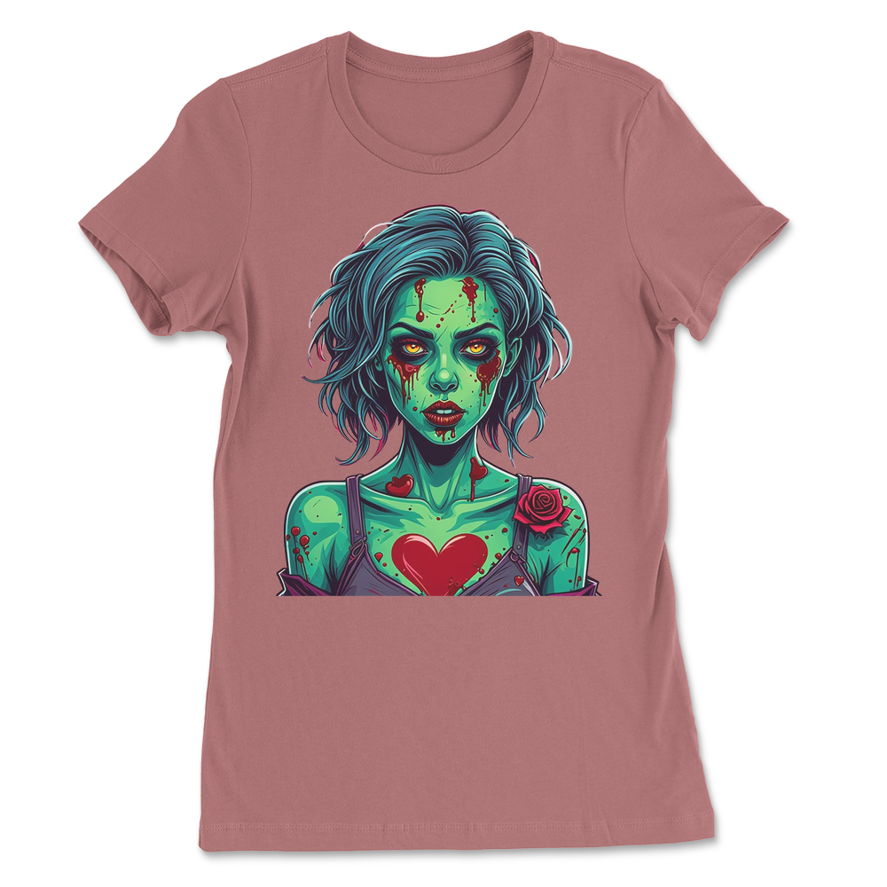 Zombie Girl with Heart Tattoo Womens T-Shirt