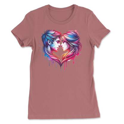 Valentines Couple Heart Shape Womens T-Shirt