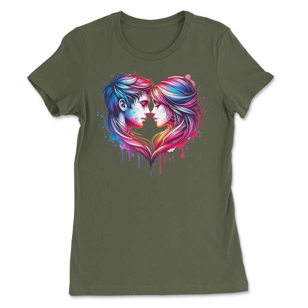 Valentines Couple Heart Shape Womens T-Shirt