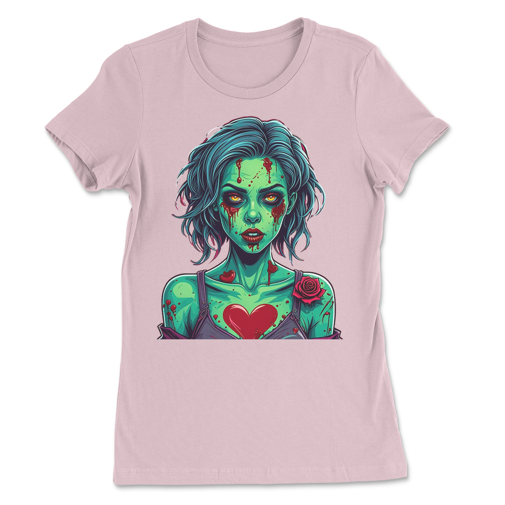 Zombie Girl with Heart Tattoo Womens T-Shirt