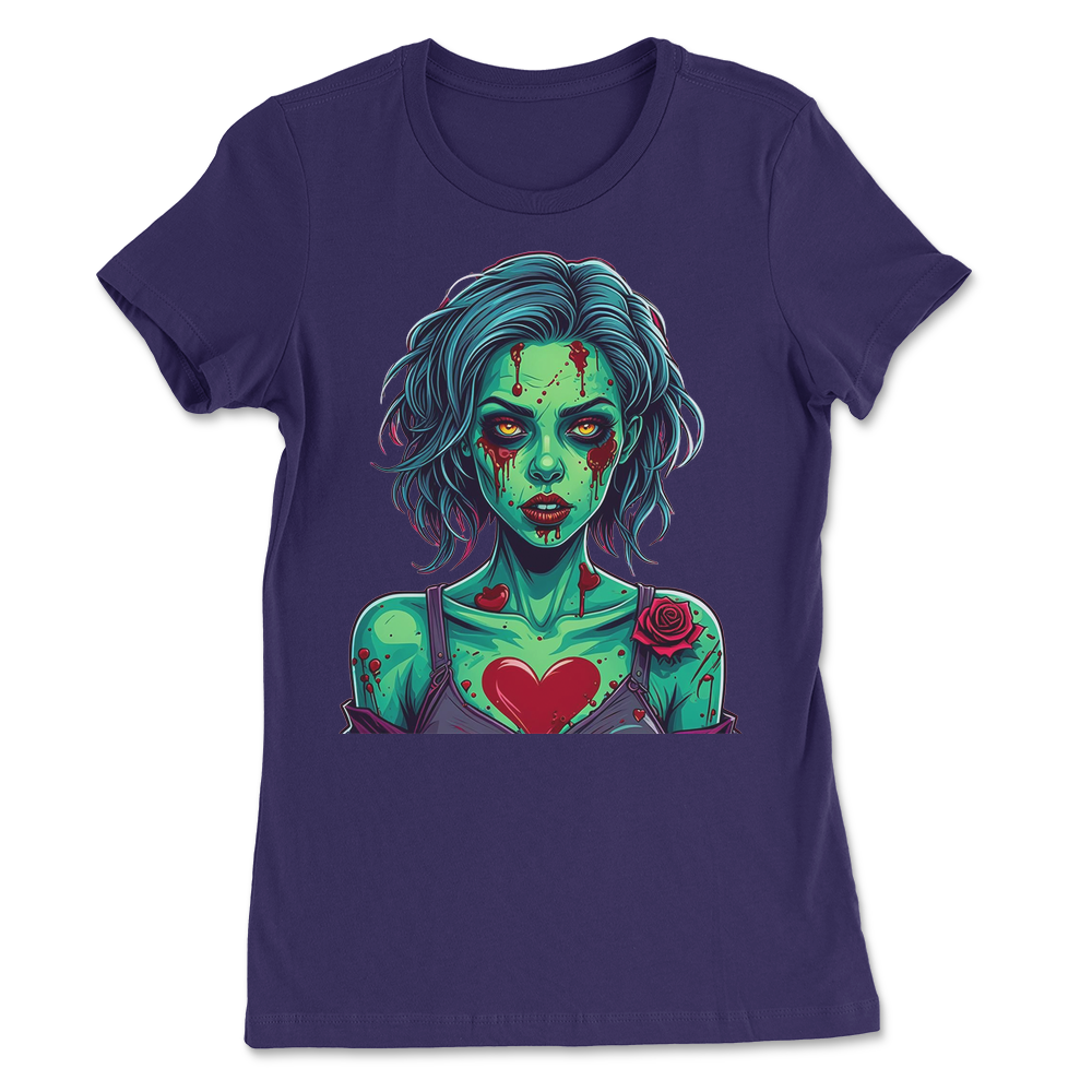 Zombie Girl with Heart Tattoo Womens T-Shirt