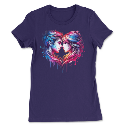 Valentines Couple Heart Shape Womens T-Shirt