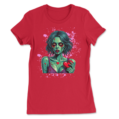 Zombie Girl Valentine Splatter Womens T-Shirt