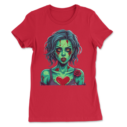 Zombie Girl with Heart Tattoo Womens T-Shirt