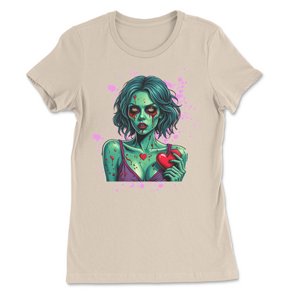 Zombie Girl Valentine Splatter Womens T-Shirt