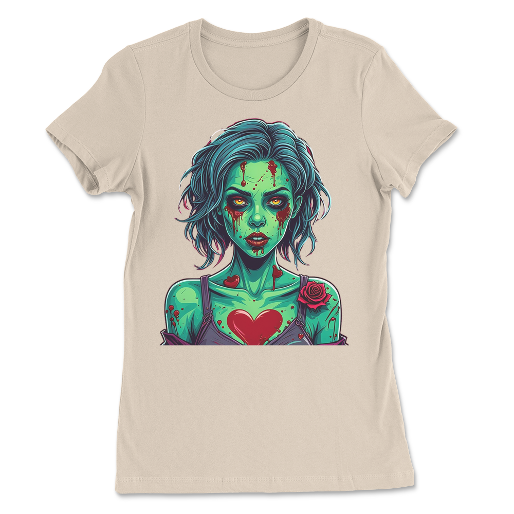 Zombie Girl with Heart Tattoo Womens T-Shirt