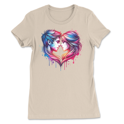 Valentines Couple Heart Shape Womens T-Shirt