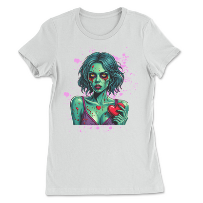 Zombie Girl Valentine Splatter Womens T-Shirt