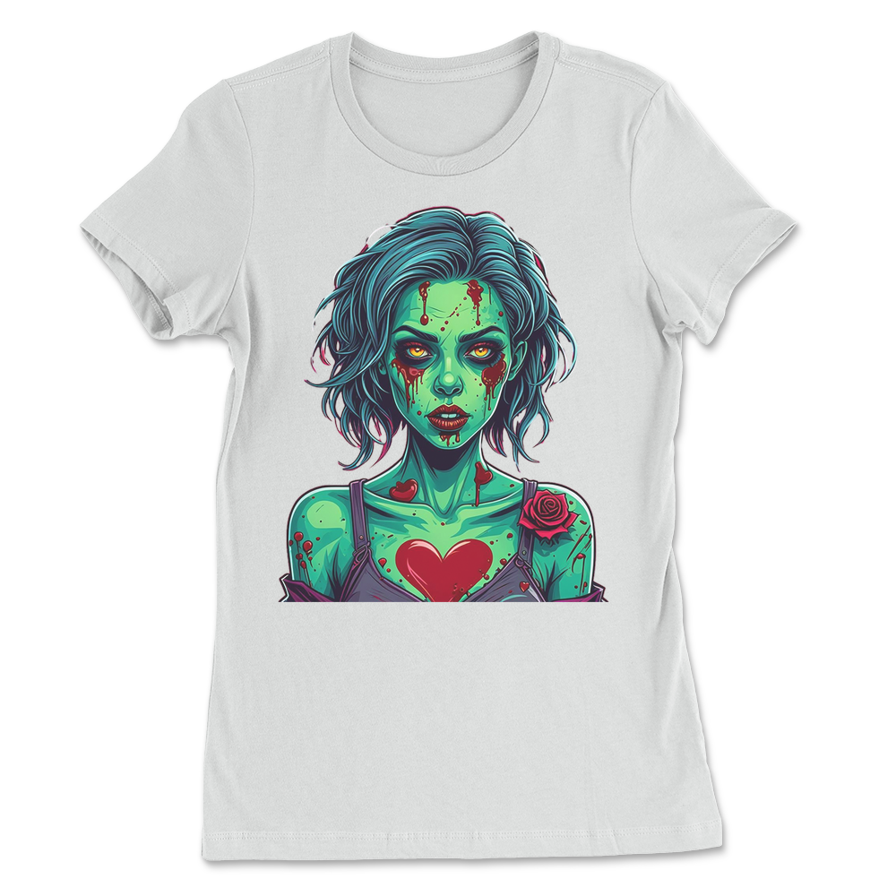 Zombie Girl with Heart Tattoo Womens T-Shirt