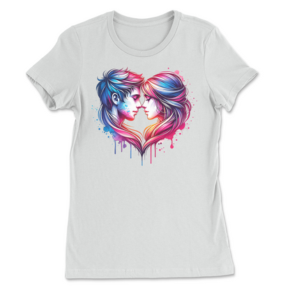 Valentines Couple Heart Shape Womens T-Shirt