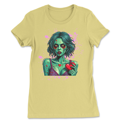 Zombie Girl Valentine Splatter Womens T-Shirt