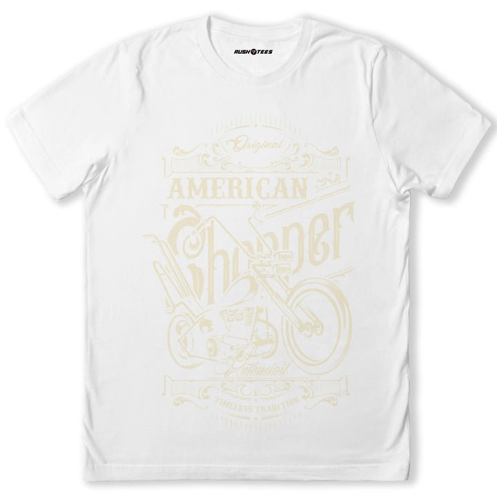 American Chopper t-shirt with vintage chopper bike graphic, perfect for motorcycle enthusiasts and bikers.
