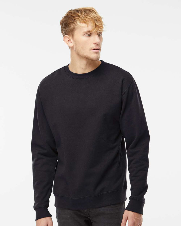 Unisex crewneck sweatshirt in black, showcasing a soft feel and perfect for custom clothing designs.