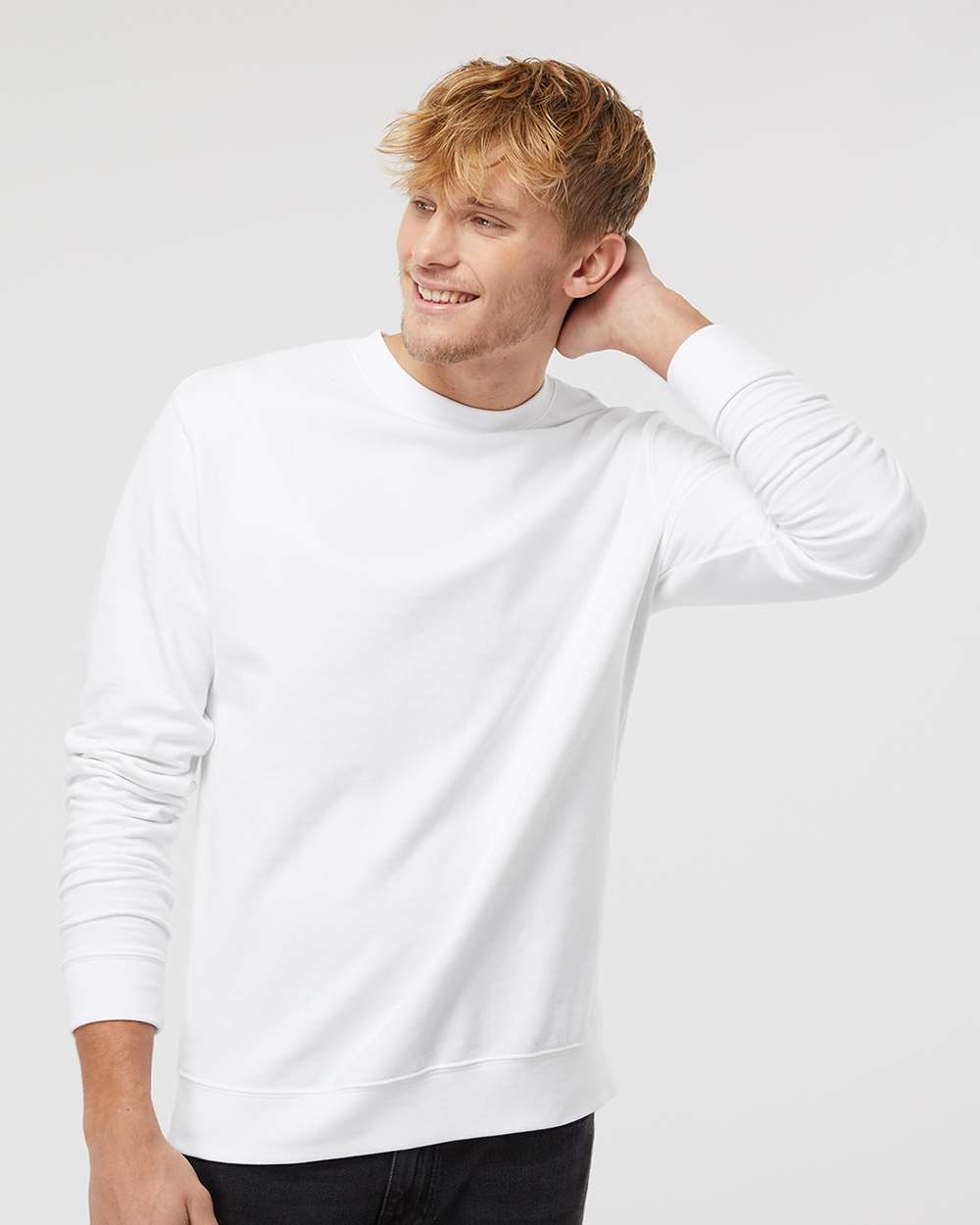 White unisex crewneck sweatshirt for custom designs, offering a soft feel and perfect for personalized apparel.