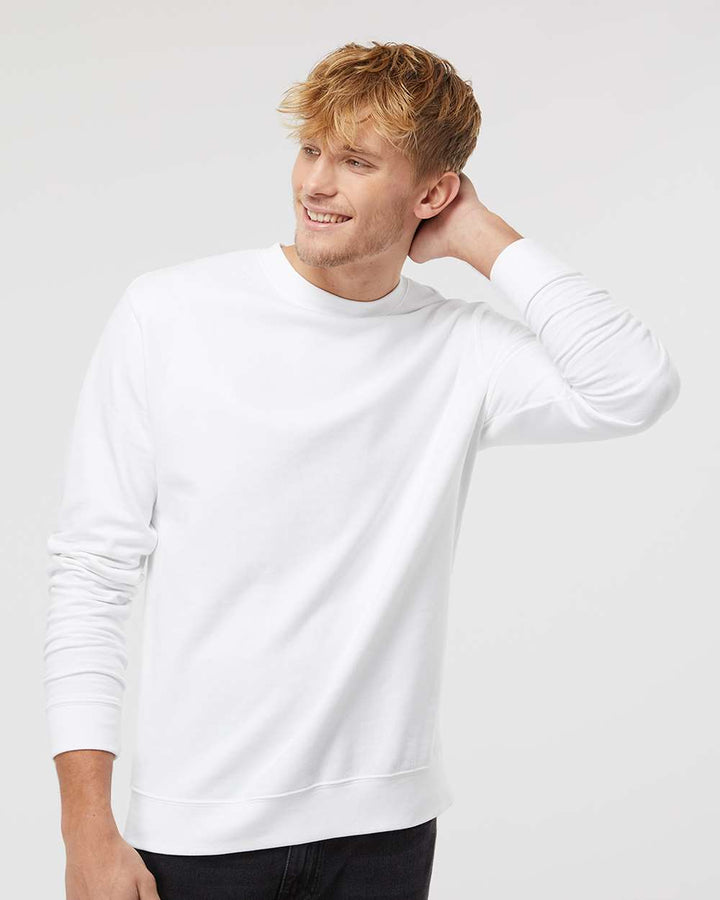 White unisex crewneck sweatshirt for custom designs, offering a soft feel and perfect for personalized apparel.